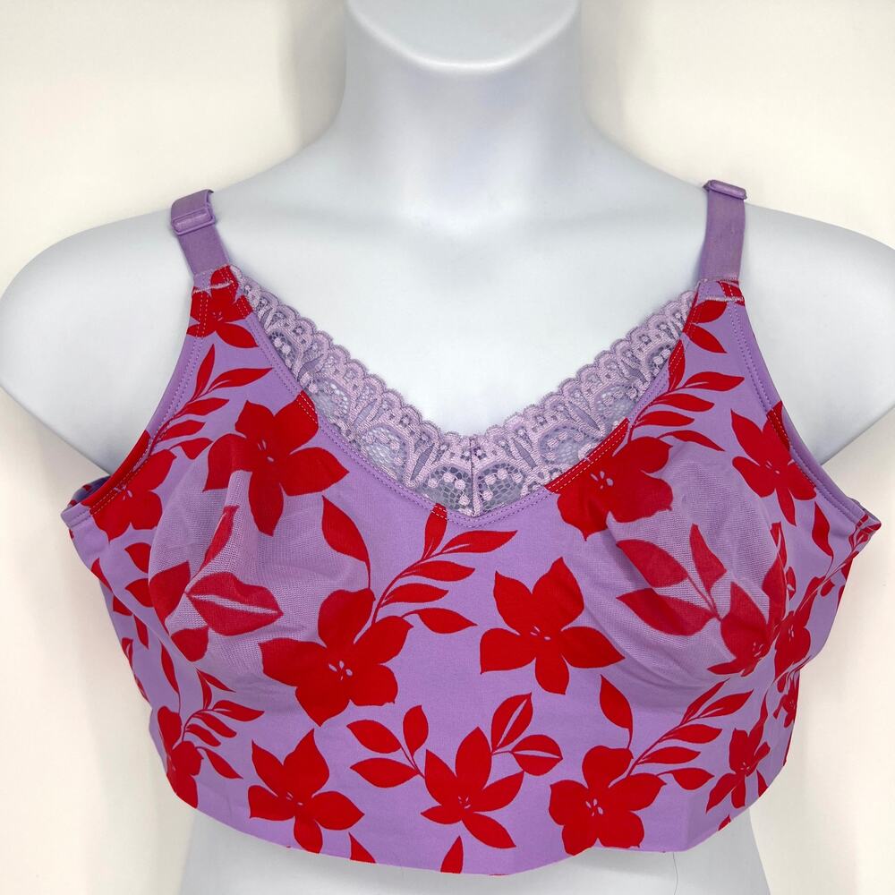 Ruby Ribbon Red Hibiscus Cropped Cami Bra Built In Size 42